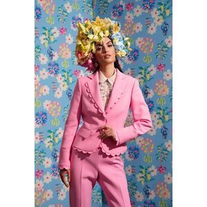 Maison common cotton Jacket with Scallop detail in pink 40/US8